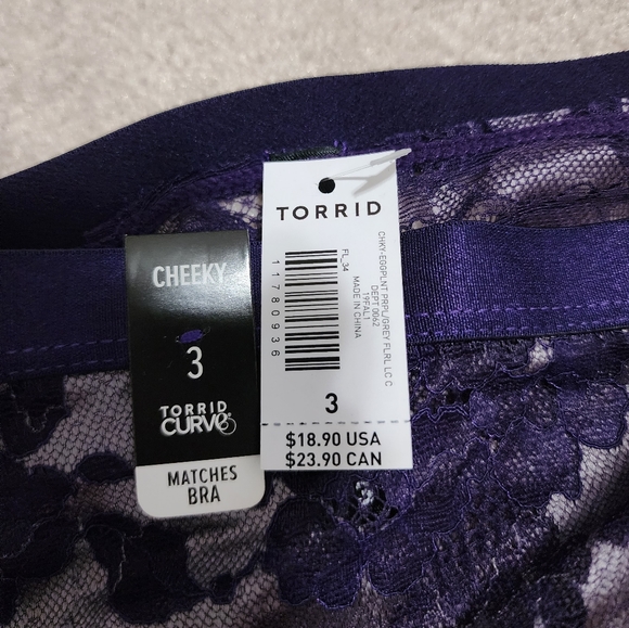 NWT Torrid Purple Lace Boys hortis Panties sz 3 - Picture 2 of 3